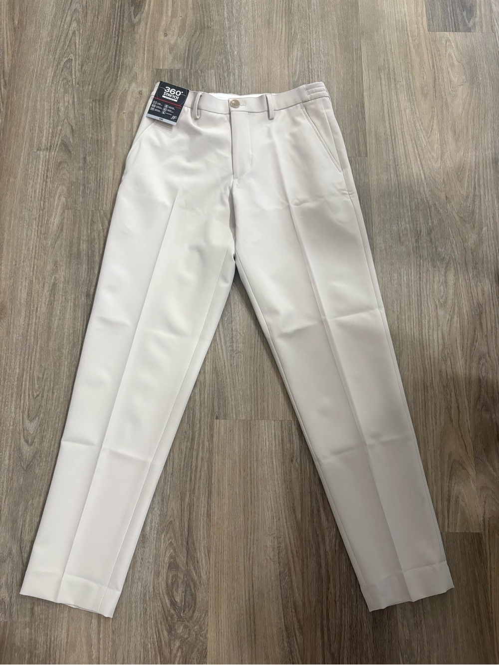 jf j.ferrar Men's Cream Dress Pants - Tailored Flat Front